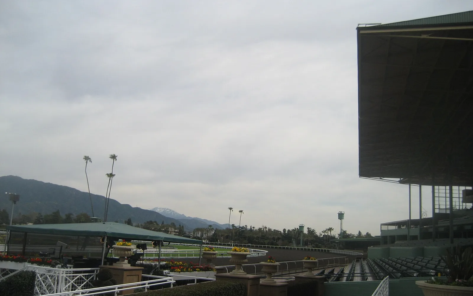 Grandstand and racecourse at Santa Anita Park in Arcadia.